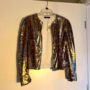 Brand new boutique gold snake print crop jacket